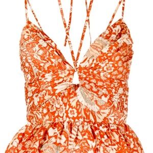 Ulla Johnson Orange Floral Tank Top